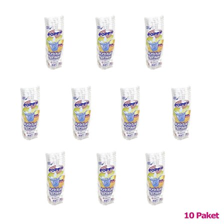 Poppy Şeffaf Plastik Kristal Bardak - 180 Cc. - 180 Ml. - 25 Adetlik 10 Paket