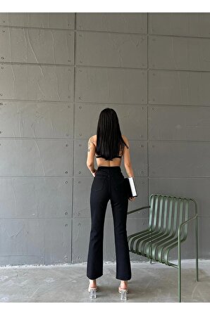 BT Siyah crop straight fit jean Kadın Pantolon