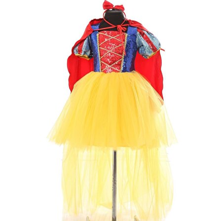 Kuyruklu Pamuk Prenses Kostümü - Pamuk Prenses Kostümü Prenses Elbisesi - PELERİN +TAÇ HEDİYELİ