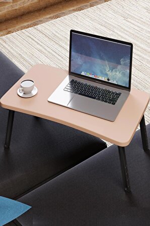 ArbenTedarik Renkli Laptop Sehpası Katlanabilir Yatak Koltuk Üstü Kahvaltı Bilgisayar Sehpası Cappucino