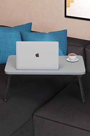 ArbenTedarik Renkli Laptop Sehpası Katlanabilir Yatak Koltuk Üstü Kahvaltı Bilgisayar Sehpası Gri
