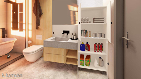 Minto Mdf 4 Raflı Çok Amaçlı Mutfak Banyo Ayakkabılık Dolap 50cm