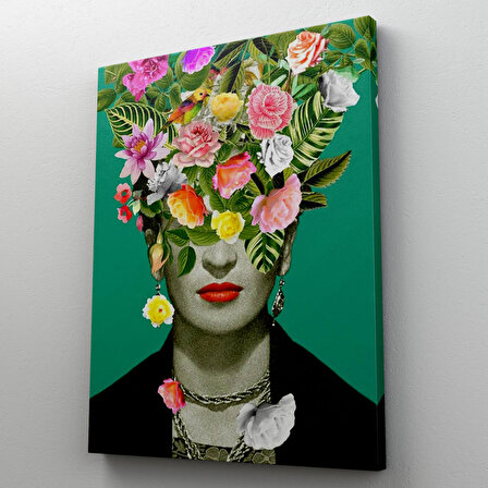 LilaFil Çiçek Başlı Ünlü Ressam Portresi Kanvas Tablo