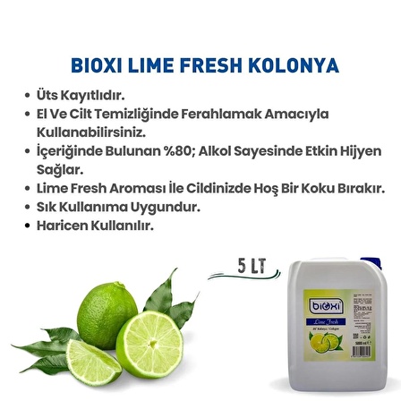 Bioxi® Lime Fresh 80° Kolonya 5 LT