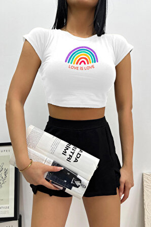 Love İs Love Cinsiyetsiz Tasarım Crop Tişört 159,00 TL