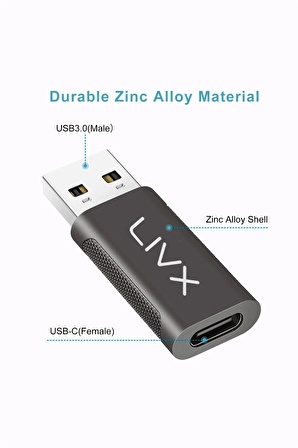 LivX Type C To Usb 3.0 Çevirici Dönüştürücü Otg Adaptör Ikili Paket Otgcf 2PAKET-OTGCF