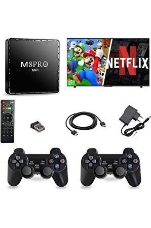 Android Tv Box 2.4g 10k Ultra Hd 2gb Ram 64gb Hafıza 10000 Retro Oyunlu Konsol Game Stick M8 Pro