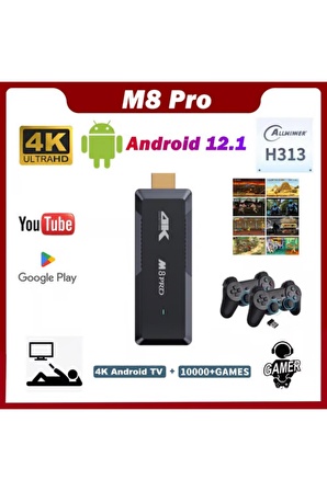 Android Tv Box 2.4g 10k Ultra Hd 2gb Ram 64gb Hafıza 10000 Retro Oyunlu Konsol Game Stick M8 Pro