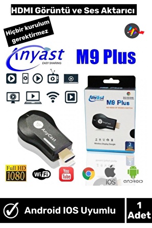 M9 Plus Görüntü Aktarıcı Airplay 1080p Kablosuz Wifi Ekranlı Tv Dongle Alıcısı