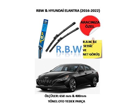 RBW Hyundai Elantra  (2016-2022)  Hybrid Tip Kancalı Araca Özel Silecek Seti