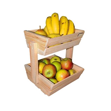 Barış Dizayn Doğal ahşap Masaüstü meyve kasası 2 katlı Mini Mutfak Rafı Mutfak Sepeti Çok Amaçlı Meyvelik