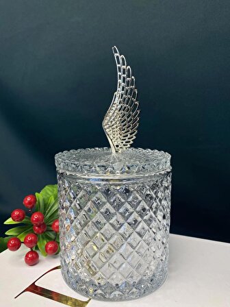 Cam Şekerlik gümüş melek kanat figür Kapaklı Modern Lüx Ve Şık El yapımı