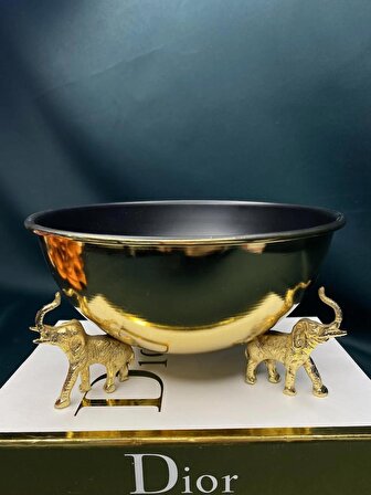 fil ayaklı dekoratif kase gold renk