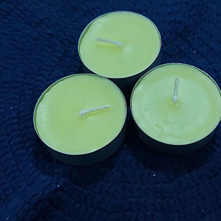 Narenciye Kokulu Sarı Renkli % 80 Sinek Kovuculu Maxi Boy Tealight Mum 10 Adet