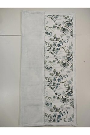 Anne Yanı Bebek Battaniyesi, Pike & Müslin, %100 Pamuklu, Botanik Mint, Beyaz, 70 x 100 cm
