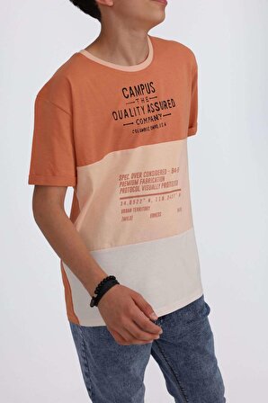 5-11 yaş renk geçişli campus baskılı çocuk tişört
