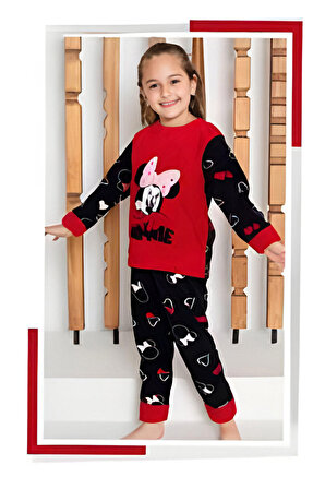 Miniğimin Cicileri Mnn Ms Desenli Polar Pijama Takımı - Kırmızı