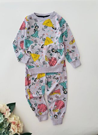 Miniğimin Cicileri Prenses Karakterli Penye Pijama Takımı - Mor