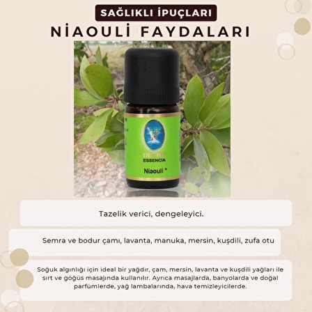 NUKA Defne Essencia Organik Niaouli Yağı 5 ml . Aromaterapi Uçucu Yağ Cilt Ve Bakım Yağı