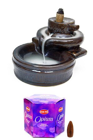 Şelale Tasarımlı Geri Akışlı Tütsülük 20 Adet Opium Koku Hediyeli