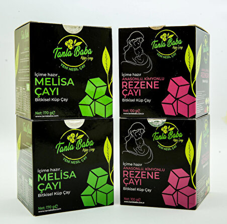 TanlaBaba Melisa Çayı 2 Paket Ve Anasonlu Kimyonlu Rezene Çayı 2 Paket 4'lü Paket Bitki Çayı Küp Çay