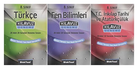 Bloktest 8. Sınıf Türkçe + Fen + İnkılap Kılavuz Deneme Seti 3 Kitap 2023