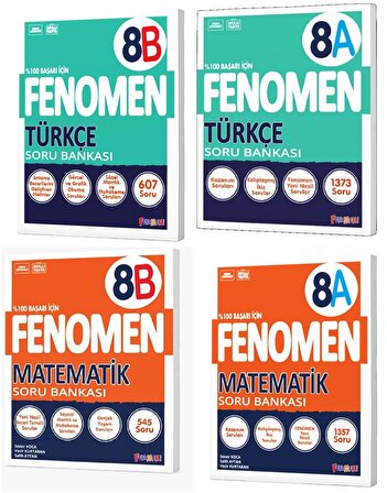 Fenomen Okul 2024 8. Sınıf Lgs Türkçe + Matematik A + B Soru Bankası Seti 4 Kitap