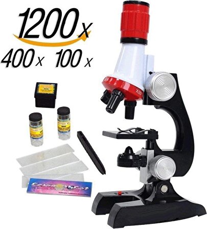 Hayal sepeti mikroskop öğrenci seti 21cmx7,5cmx12cm  LED 100X, 400X, And 1200X