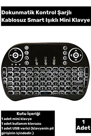 Mini Kablosuz Klavye Bluetooth Türkçe Siyah Mini Klavye Mouse Smart Tv Box