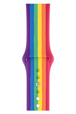 Watch 2 3 4 5 6 7 8 9 Se 42 44 45 49mm Uyumlu Spor Silikon Kordon Rainbow 