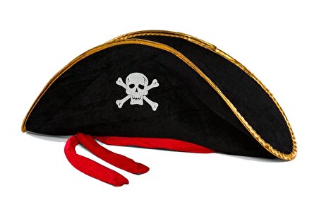 Mobgift Çocuk Boy Kadife Jack Sparrow Denizci Kaptan Jack Korsan Şapkası 45x16 cm