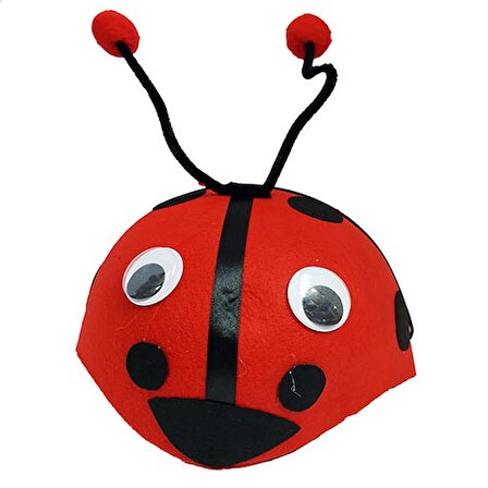 Mobgift Gösteriler İçin Ponponlu Kırmızı Renk Uğur Böceği Hayvan Şapkası