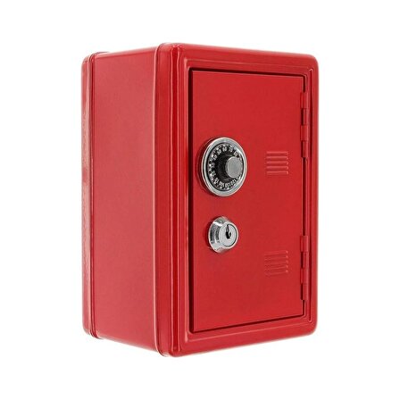 Mobgift Metal Kilitli Anahtarlı Kasa Kumbara (Kırmızı)