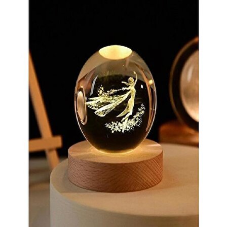 Mobgift Peri Kızı Tasarımlı Ahşap Altlıklı Işıklı Cam Küre
