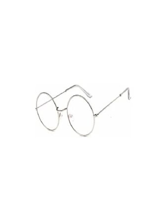 Mobgift John Lennon Şeffaf Cam Unisex Gözlük (Gümüş)