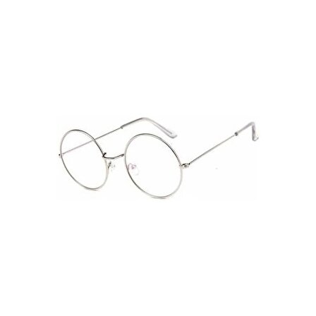 Mobgift Yuvarlak John Lennon Şeffaf Cam Unisex Gözlük (Gümüş)