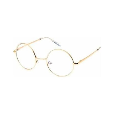 Mobgift Yuvarlak John Lennon Şeffaf Cam Unisex Gözlük (Altın)