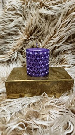  Leylak menekşe mor lila düğme desenli mum dekoratif el yapımı meditasyon yoga spa  hediyelik