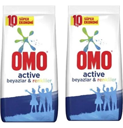 Omo Active Toz Çamaşır Deterjanı Beyazlar ve Renkliler İçin 66 Yıkama 2 x 10 KG