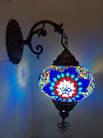 Galata Gift Mozaik Aplik Salon - Yatak Odası Duvar Kırmızı - Mavi Aplik 