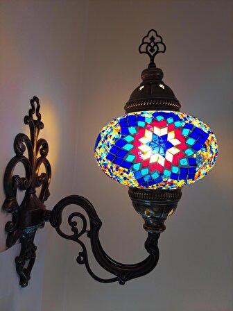 Galata Gift Mozaik Aplik Salon - Yatak Odası Duvar Kırmızı - Mavi Aplik 32 - 41 cm 