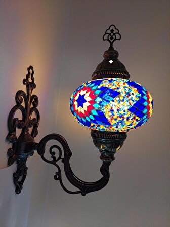 Galata Gift Mozaik Aplik Salon - Yatak Odası Duvar Kırmızı - Mavi Aplik 32 - 41 cm 