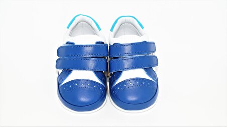 Sıraç Baby Beyaz Mavi Hakiki Deri Full Ortapedik Erkek Bebek İlk Adım Ayakkabısı