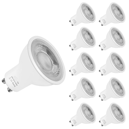 7W -Gu10 Led Ampul - 6500K- Beyaz Işık -600 Lümen - 10 Adet