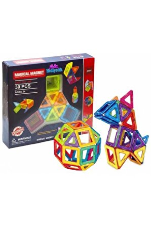 Magical Magnet , Mıknatıslı, Manyetik 3 Boyutlu , Yapı Ve Tasarım Lego Eğitim Seti, 30 Parça