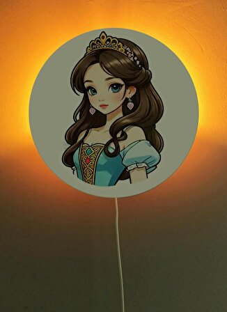 Dekoratif Ahşap Işıklı Prenses Çocuk Odası Gece Lambası