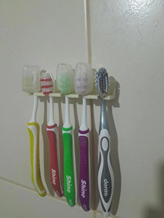 Kendinden Yapışkanlı Diş fırçası Askısı  - Krem Renk