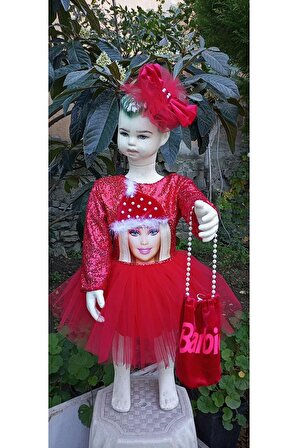 Uzun Kollu Kırmızı Barbie Elbise