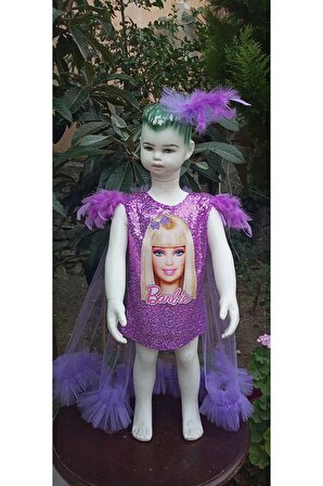 Pelerinli payet Barbie elbise