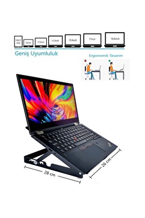 Tüm Modellerle Uyumlu Portatif  Yükseklik Ayarlı Notebook Standı  Laptop Soğutucu Sehpa